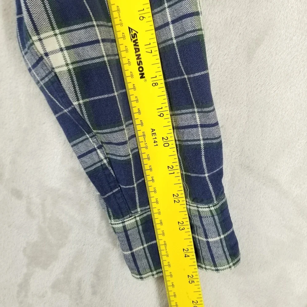 Cabelas Shirt Men L Blue Plaid 100% Heavyweight Cotton‎ Outdoor Cabin Workwear